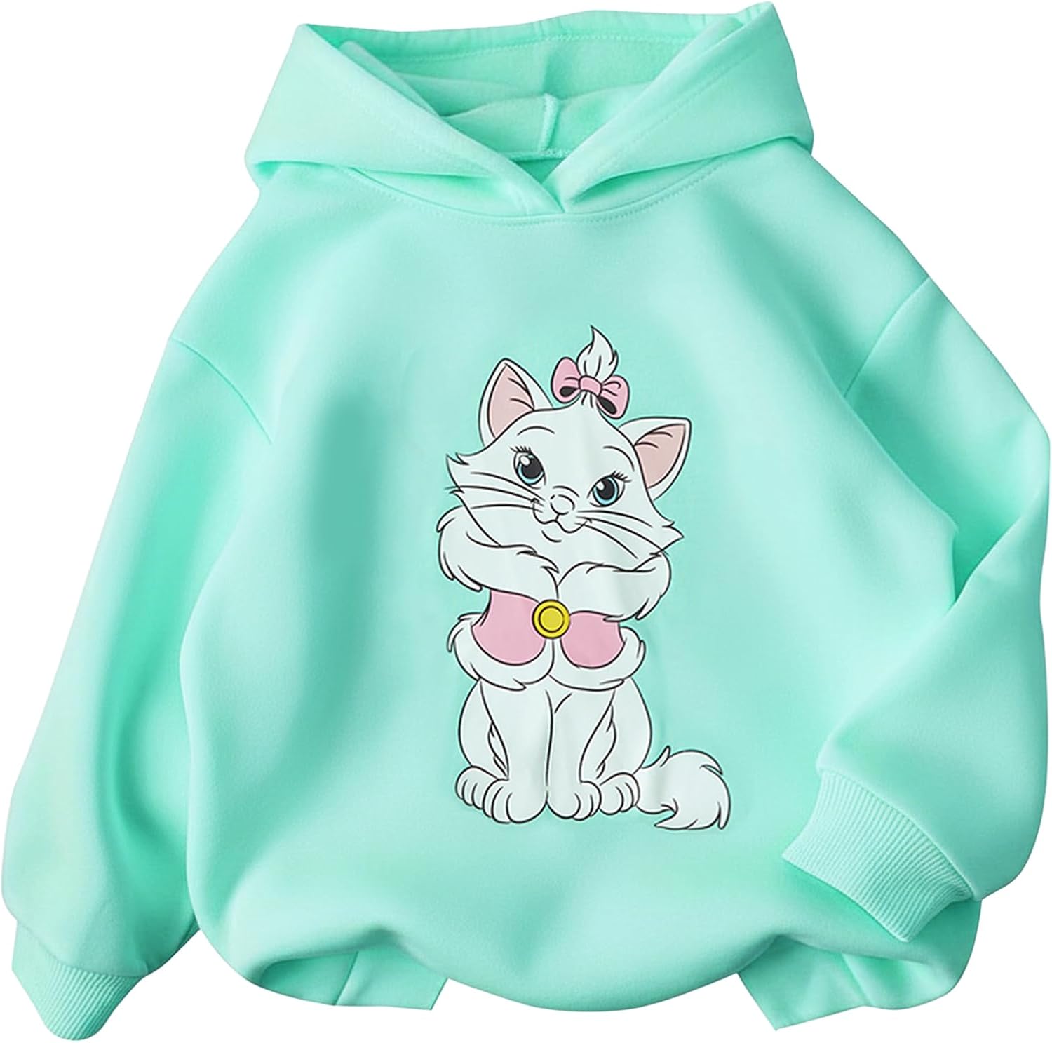 Girls Graphic Hoodies Size Long Sleeve Cartoon Print Pullover Hooded Sweatshirt Cute Casual Tops for Girl