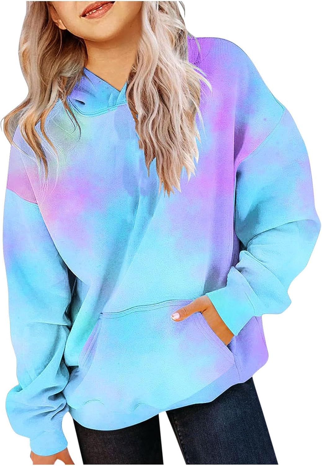 Cute Hoodies for Teen Girls Trendy Preppy Hooded Sweatshirts Oversized Long Sleeve Shirts Gradient Clothes for Girls