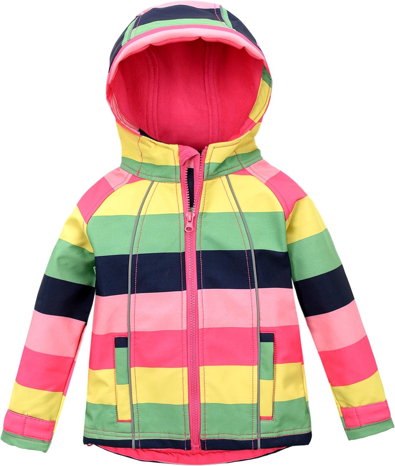 Girls Hooded Fleece Lined Windproof Softshell Windbreaker Jacket